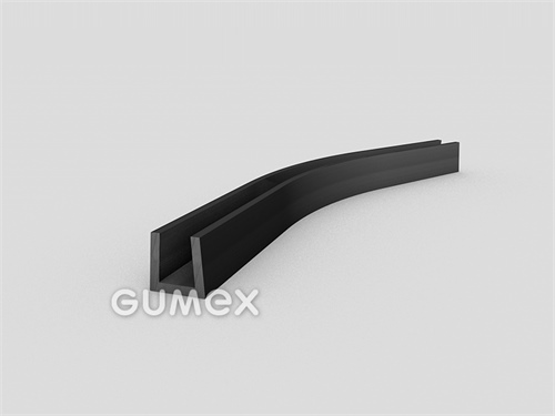 "U" Gummiprofil, 15x15/10mm, 2-Ströme, 70°ShA, EPDM, -40°C/+100°C, schwarz, 